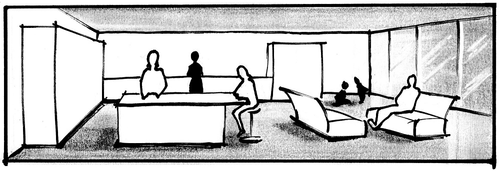 city-scape sketch interior